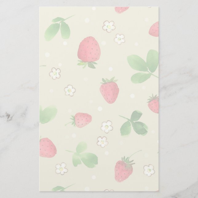 Papeterie motif de fraises d'aquarelle (Devant)