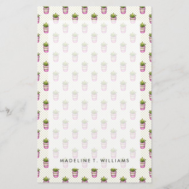 Papeterie Motif de point succulent de polka d'aquarelle (Devant)