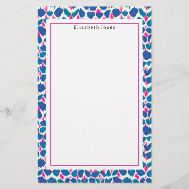 Papeterie Motif de points bleus et roses Abstraits (Devant)