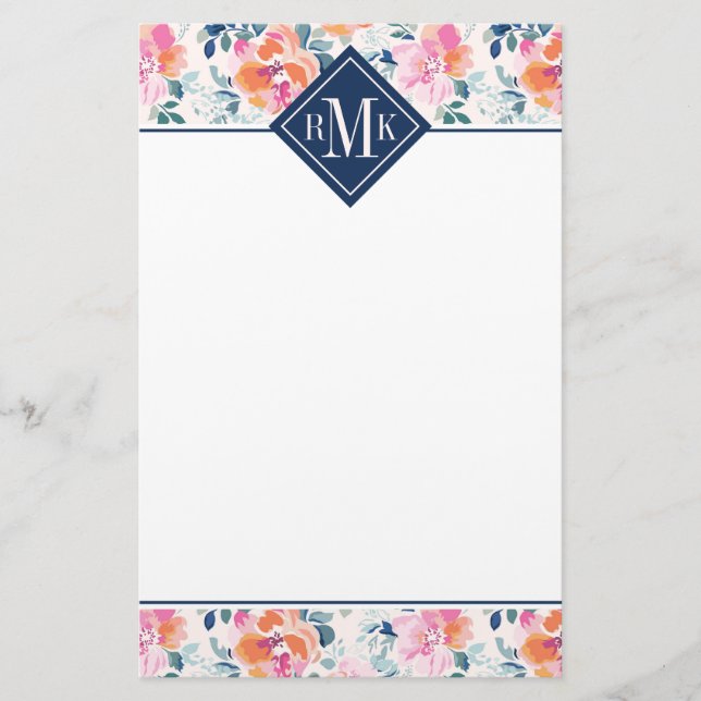 Papeterie Motif de roses peint par | de monogramme (Devant)