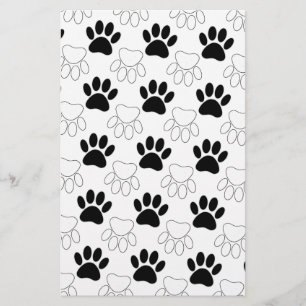 Papeterie Motif d'empreintes de pattes de chien noir et blan