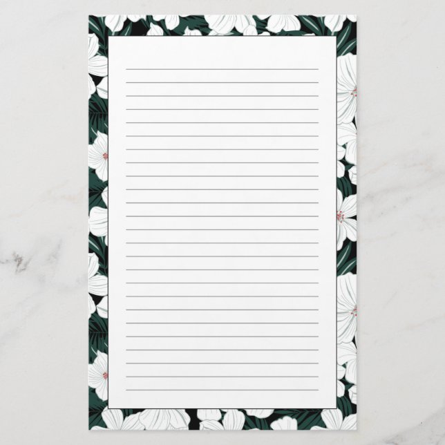Papeterie Motif des fleurs tropicales blanches (Devant)