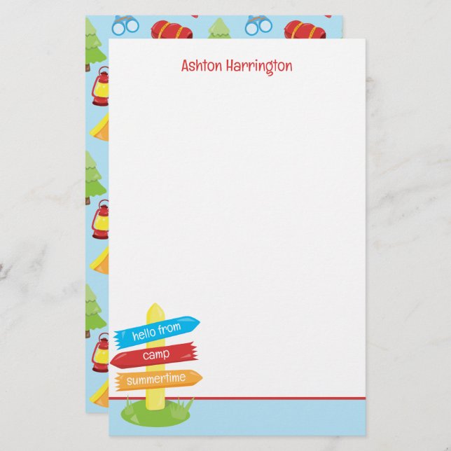 Papeterie Motif du camp d'été (Devant / Derrière)