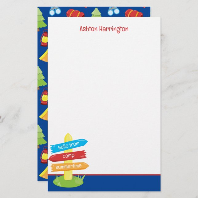 Papeterie Motif du camp d'été (Devant / Derrière)