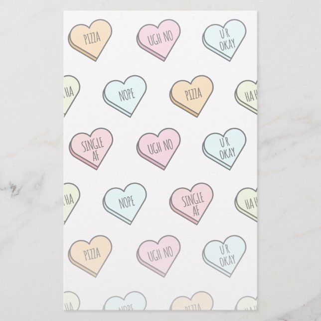 Papeterie Motif du Coeur de bonbons de Valentine Sarcastique (Devant)