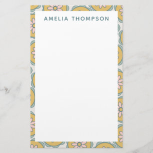 Papeterie Motif Fleur Mandala Rétro Boho Personnalisé