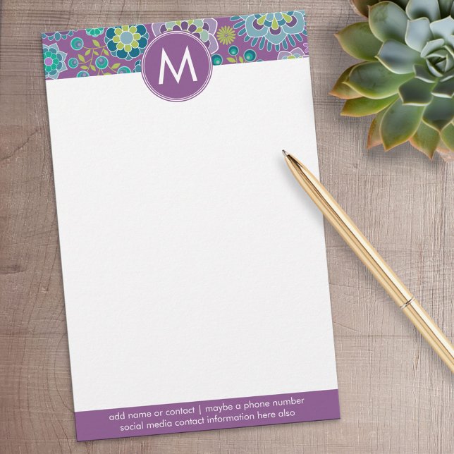 Papeterie Motif floral coloré amusant Monogramme personnalis (Personalized Stationery)