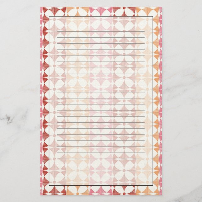 Papeterie motif géométrique des rayures rouges ikat (Devant)