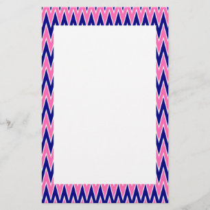 Papeterie Motif Hot Rose et Navy Blue Zigzag