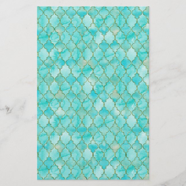 Papeterie Motif Marocain Gold et Aqua (Devant)