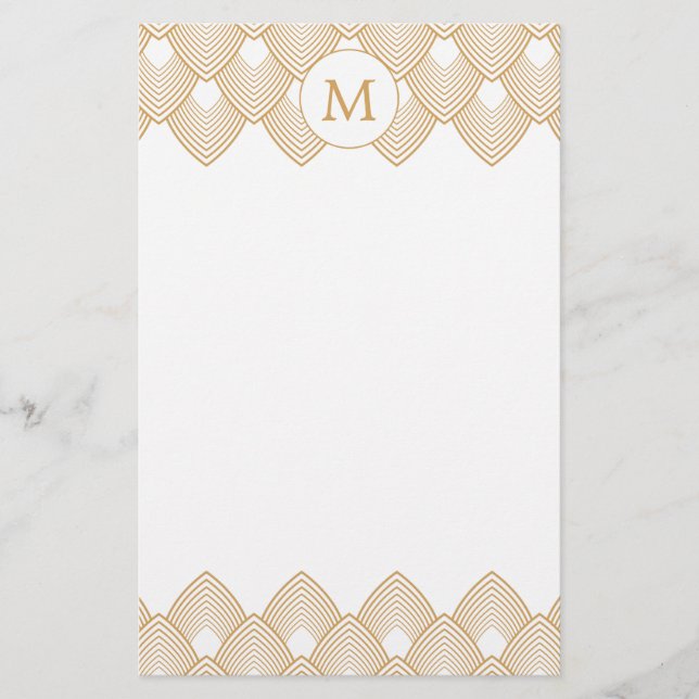 Papeterie Motif Monogram Gold et White Art Déco (Devant)