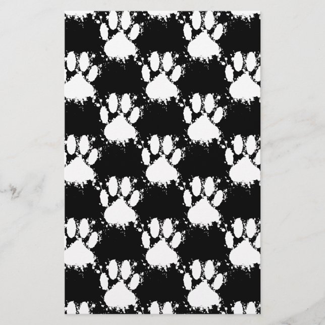 Papeterie Motif Paw Chien Blanc Avec Paint Splatter (Devant)