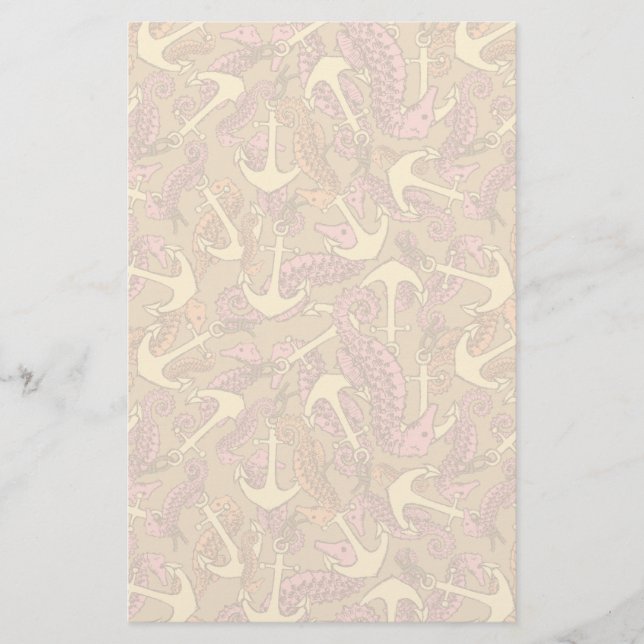 Papeterie Motif peu précis d'hippocampe et d'Ancre (Devant)