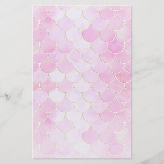Papeterie Motif Pink Pastel & Gold Shimmer Mermaid (Devant)