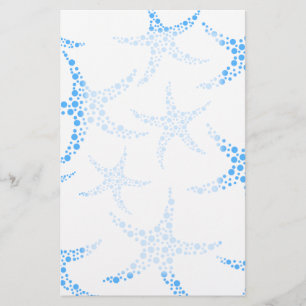 Papeterie Motif pointillé d'étoiles de mer dans bleu et
