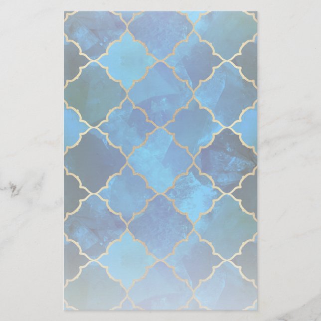 Papeterie Motif Sapphire Gemstone & Gold Marocain Carrelage (Devant)