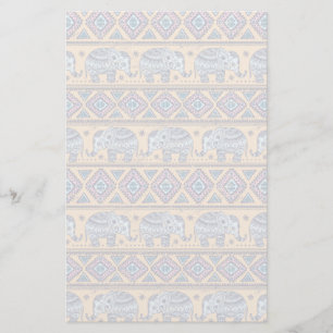 Papeterie Motif tribal d'éléphant ethnique bleu