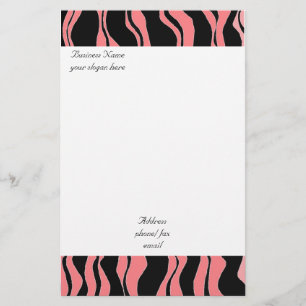 Papeterie Motif zèbre rose et noir