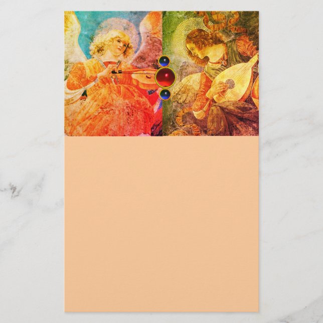 Papeterie MUSIQUE FABRIQUANT DES ANGELS DE NOËL, Pêche Jaune (Devant)