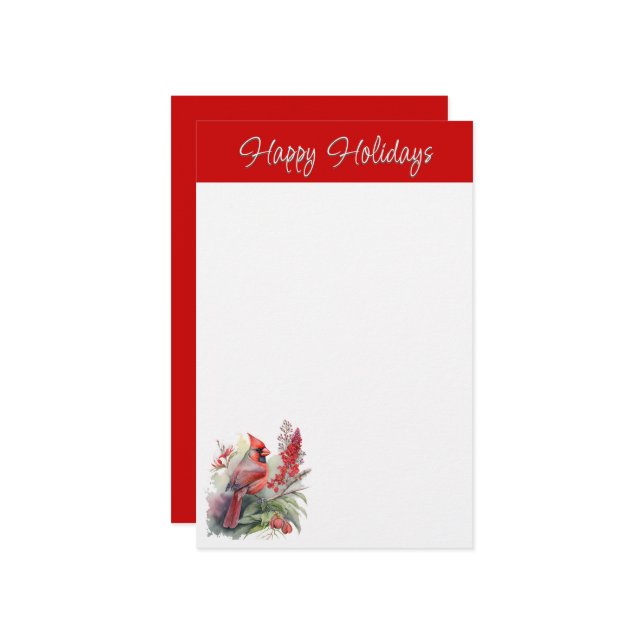 Papeterie Noël du cardinal rouge (Devant/Arrière en situation)