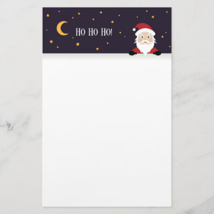 Papeterie Noël nuit lune et le Père Noël disent Hohoho