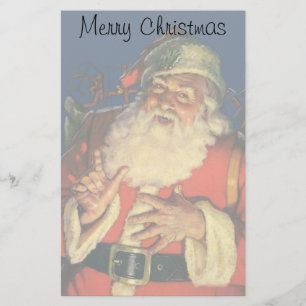 Papeterie Noël vintage, Jolly Santa Claus avec jouets