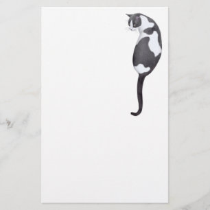 Papeterie noire et blanche de chat de smoking