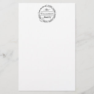 Papeterie Nom de famille Monogramme Floral Wreath Stationnai
