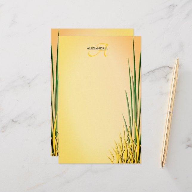 Papeterie Nom du monogramme personnalisé Poste frontalière e (Devant/Arrière en situation)