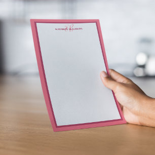 Papeterie Nom personnalisé Monogramme Initiales Magenta