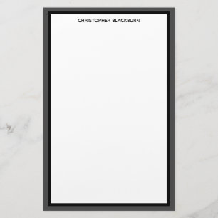 Papeterie Nom personnalisé personnalisé bordure noire grise
