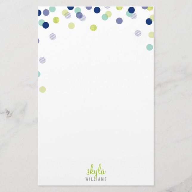 Papeterie NOTE PERSONNELLE mignon confetti bleu menthe (Devant)