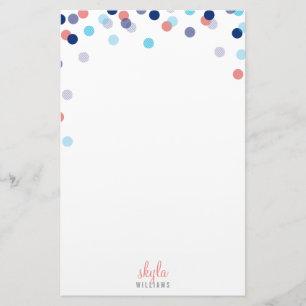 Papeterie NOTE PERSONNELLE mignon confetti clair marine cora