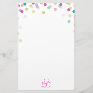 Papeterie NOTE PERSONNELLE mignon confetti rose vert menthe