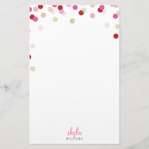 Papeterie NOTE PERSONNELLE mignon confetti rouge rose or