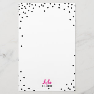 Papeterie NOTE PERSONNELLE mignon fun poka dot confetti noir