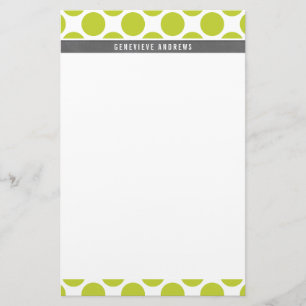 Papeterie NOTE PERSONNELLE mignon grand pois point gras vert