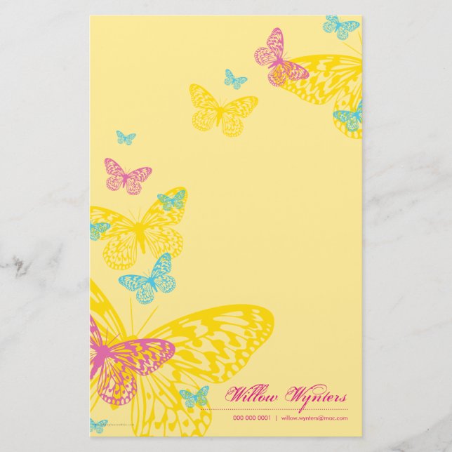 Papeterie NOTEPAPER PERSONNALISÉ :: papillons 6P (Devant)