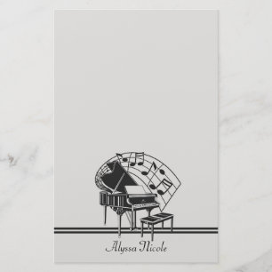 Papeterie Notes de musique de piano personnalisées