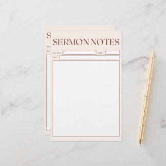 Papeterie Notes de sermon Chrétien Simple Beige Pour L'Églis