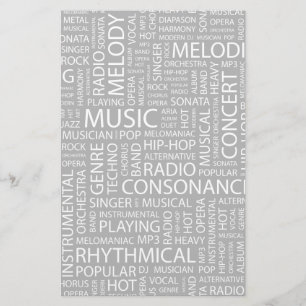 Papeterie Nuage de mots motif MUSIQUE