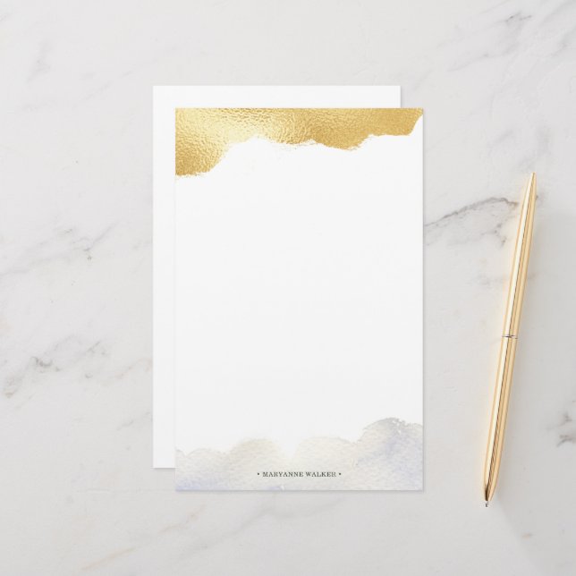 Papeterie Office de monogramme élégant Gold Faux Foil (Devant/Arrière en situation)