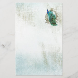 Papeterie oiseau minable vintage de belle turquoise de paon