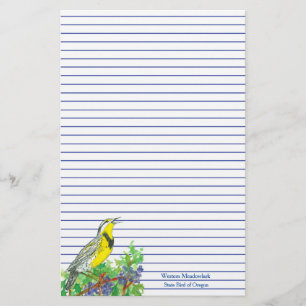 Papeterie Oiseau Occidental Meadowlark Bleu Liné
