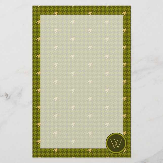 Papeterie Olive with Gold Accent Houndstooth (Devant)
