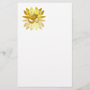 Papeterie OM Omkara et Lotus Flower de couleur or
