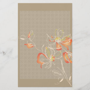 Papeterie Orange Chalk dessiné Fleurs stationnaires
