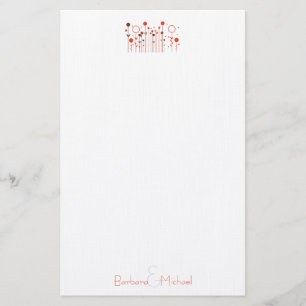 Papeterie Orange Rouge Simple Point Floral Personnalisé