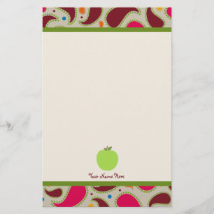 Papeterie Paisley et Apple vert ont personnalisé le