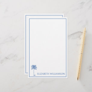Papeterie Palmier Palmetto Bleu Côté Mer Personnalisé